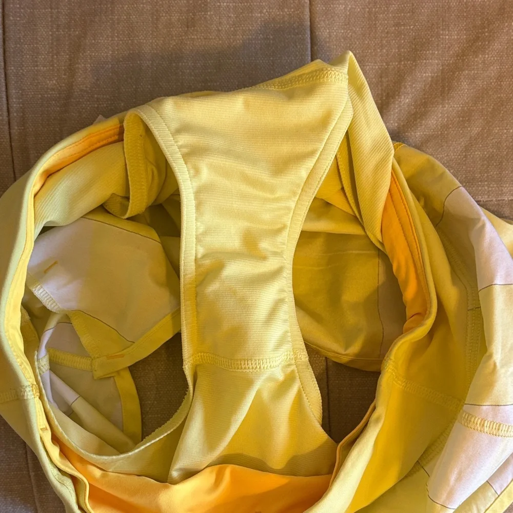 Lululemon Athletica Yellow and White Vintage Speed Up shorts - Picture 3 of 3